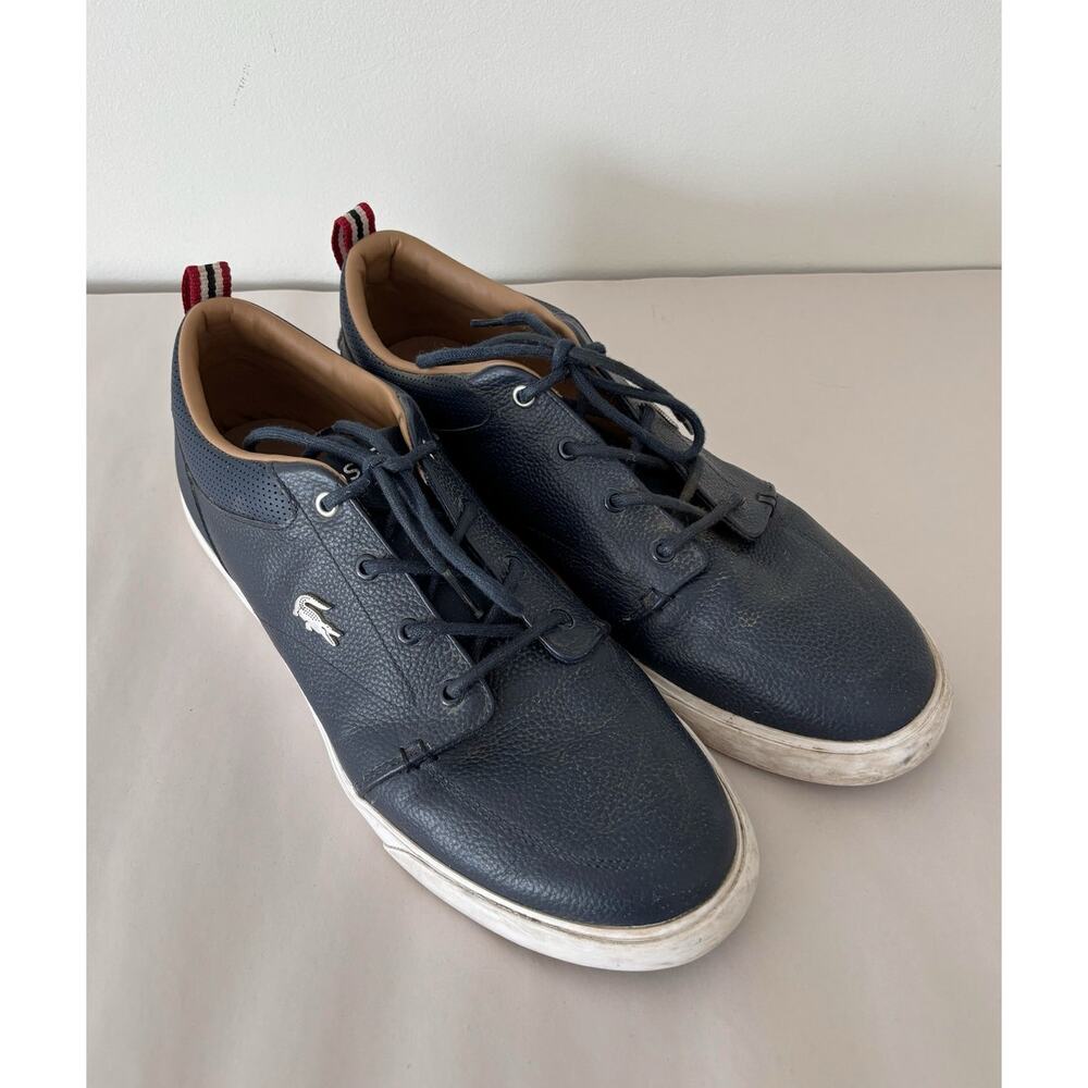 Navy Blue Men's Lacoste Bayliss Leather Sneakers 10.5